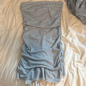 Edikted Black and White Strapless Dress